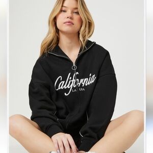 NWT Forever 21 Black Fleece California Zip-Up Jacket Sz M Drop sleeves